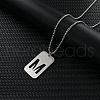 Rectangle with Letter Pattern Hollow Out 201 Stainless Steel Pendant Necklaces FS-WG34D20-04-1