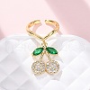 Brass Micro Pave Cubic Zirconia Open Cuff Rings for Women RJEW-U057-15G-2