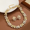 Ginkgo Leaf Zinc Alloy & Plastic Imitation Pearl Link Chain Necklace & Stud Earring Sets FS-WG12076-01-4