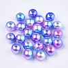 Rainbow ABS Plastic Imitation Pearl Beads X-OACR-Q174-12mm-06-1