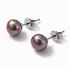 Mother's Day Jewellery Natural Pearl Ear Studs EJEW-P223-01E-P01-1