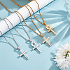 ANATTASOUL 4Pcs 4 Style 304 Stainless Steel with Cubic Zirconia Cross Pendant Necklaces Set with Brass Chains NJEW-AN0001-81-7