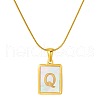 Stainless Steel Snake Bone Chain Alphabet Necklace with Shell Pendant WD3660-17-1