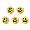 Glass Seed Beaded Smiling Face Charms PALLOY-MZ00635-1