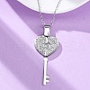 304 Stainless Steel Polymer Clay Rhinestones Key Openable Pendant Necklaces for Women NJEW-Z065-11P-3