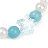 3Pcs 3 Colors Dyed Round Natural Malaysia Jade with ABS Plastic Pearl Beaded Stretch Bracelets BJEW-JB11643-5