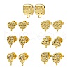 Brass Micro Pave Clear Cubic Zirconia Stud Earring Findings KK-S530-01G-1