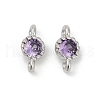 Brass Cubic Zirconia Flat Round Connector Charms KK-H204-02P-01-1