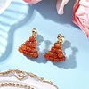 3Pairs Brass Natural Agate & Natural Amethyst & Natural Apatite Hoop Earrings EJEW-TA00620-4
