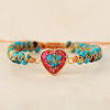 Heart Natural Imperial Jasper Beads Link Bracelets WG1E55C-02-1