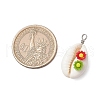 Natural Cowrie Shell & Flower Opaque Resin Pendants PALLOY-JF03820-2