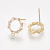 Brass Cubic Zirconia Stud Earring Findings KK-S350-343-2