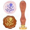 Brass Wax Seal Stamps with Rosewood Handle AJEW-WH0412-0129-1