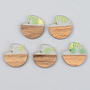 Transparent Resin & Walnut Wood Pendants RESI-S389-038A-D01-1