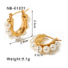 Oval 304 Stainless Steel Plastic Pearl Hoop Earrings FS-WG0BD3D-05-1