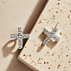 Fashionable S925 Sterling Silver Clear Cubic Zirconia Cross Stud Earrings KP6909-2-3
