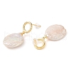 Mother's Day Jewellery Flat Round Natural Pearl Dangle Earrings EJEW-L286-09G-2
