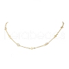 Brass Pave Clear Cubic Zirconia Flat Round Cross Link Chain Necklaces with 304 Stainless Steel End Chains NJEW-JN05335-2