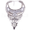 Alloy Crystal Rhinestone Teardrop Trible Floral Chunky Bib Necklaces for Women FS-WGFFCE0-01-2
