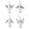 Shell Pearl Beaded Angel Pendants PALLOY-JF03016-1