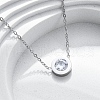 Flat Round 304 Stainless Steel Cubic Zirconia Pendant Necklaces & Bracelets & Stud Earrings Sets for Women SJEW-C004-19P-2