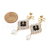 Handmade Glass Seed Beads Bowkont with Rhombus Dangle Stud Earrings EJEW-MZ00468-01-4