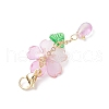 Acrylic Flower & Glass Teardrop Pendant Decoration HJEW-TA00340-5