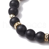 Frosted Natural Dyed & Heated Black Agate(Dyed & Heated) Beaded Stretch Bracelets BJEW-JB10565-4