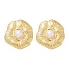 304 Stainless Steel ABS Plastic Pearl Stud Earrings STAS-D368-01C-G-4