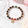 Natural Striped Agate & Tiger Eye Round Beaded Bracelets BJEW-JB11934-03-1