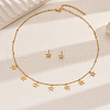 Stylish Stainless Steel Hollow Star Necklace & Stud Earrings Sets DL8962-5