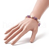 Natural Amethyst & Pearl Round Beaded Stretch Bracelet for Women BJEW-JB09246-01-4