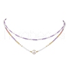 Mother's Day Jewellery Glass Beaded Double Layer Necklaces NJEW-MZ00070-03-2