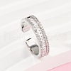 Brass Micro Pave Cubic Zirconia Cuff Rings for Women RJEW-F182-01P-3