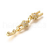 Brass Micro Pave Clear Cubic Zirconia Fold Over Clasps KK-R222-06G-2