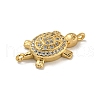 Brass Pave Clear Cubic Zirconia Sea Animal Connector Charms KK-N254-128G-2