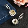 925 Sterling Silver Micro Pave Cubic Zirconia Dangle Hoop Earrings EJEW-F371-01A-02-3