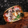 Flower Pattern Brass Enamel Finger Rings FS-WGFE972-04-1