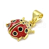 Rack Plating Brass Micro Pave Clear Cubic Zirconia with Enamel Pendant KK-B091-37G-01-2