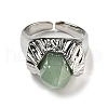 Hexagonal Prism Natural & Synthetic Gemstone & Glass Open Cuff Rings RJEW-B106-01P-4