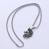 Vintage Punk Style Stainless Steel Unicorn Head Pendant Necklaces for Unisex RN4370-5