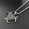 Viking Men's Triple Horn of Odin Stainless Steel Pendant Necklaces FR0632-1