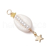 3Pcs 3 Styles Natural Cowrie Shell  Copper Wire Wrapped Glass Pearl Pendants PALLOY-JF03503-4
