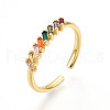 Brass Micro Pave Cubic Zirconia Cuff Rings for Women KK-T070-109-1