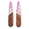 Transparent Resin & Walnut Wood Pendants RESI-N039-64C-3