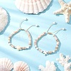 2Pcs Starfish & Turtle Natural Freshwater Shell Beads Braided Bead Bracelets BJEW-JB11919-02-1