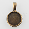 Flat Round Alloy Pendant Cabochon Settings PALLOY-N0088-27AB-NF-1