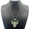 Fashionable Alloy Pave Natural Paua Shell Pendant Necklaces DT8529-1-1