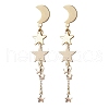 Moon & Star 304 Stainless Steel Dangle Stud Earrings EJEW-TA00504-1