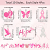 SUNNYCLUE 40Pcs 10 Styles Breast Cancer Pink Awareness Ribbon Theme Alloy Enamel Pendants ENAM-SC0005-02-2